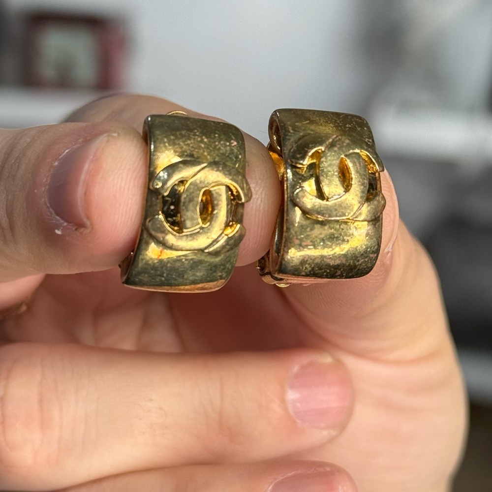 chanel 24k plated earrings